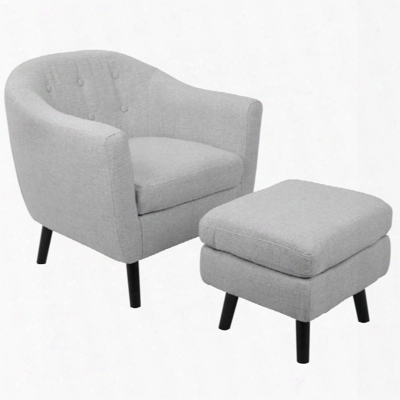 C2-az-rkwl Lgy Rockwell Mid-century Modern Accent Chair With Noise Fabric-ottoman Included In Light