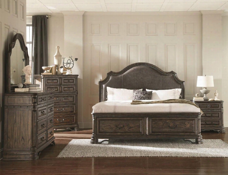 Carlsbad Collection 204040kwset 5 Pc Bedroom Set With California King Size Panel Bed + Dresser + Mirror + Chest + Nightstand In Vintage Espresso