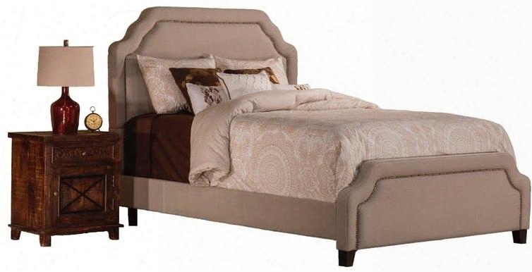 Carlyle 1933hk King Sized Bed With Headboard And Frame Nail Top Trim And Fabric Covered Headboard In Light