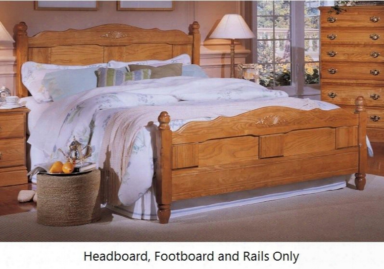 Carolina Oak 237850-3-971900 63 " Queen Sized Bed With Panel Headboard Footboard And Metal Slat-less Rails In Golden