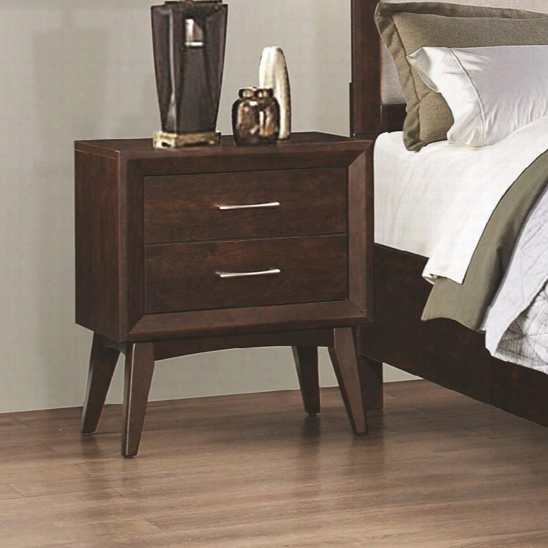 Carrington Collection 205042 24" Nightstand With 2 Drawers Tapered Legs Nickel Handles Full Extension Glides Asian And Tropical Hardwood Paper Veneer