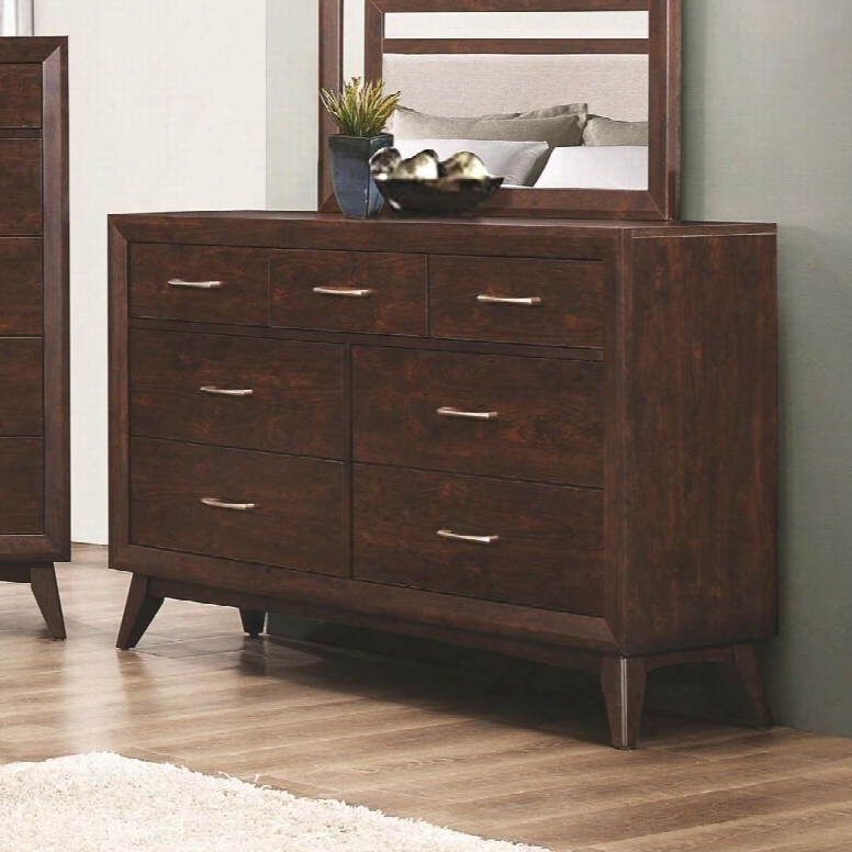 Carrington Collection 205043 60" Dresser With 7 Drawers Tapered Legs Nickel Handles Full Extension Glides Asian And Tropical Hardwood Paper Veneer