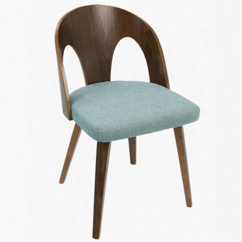 Ch-vaa Wl+tl Ava Mid-century Modern Dining Chair In Walnut Wood And Teal