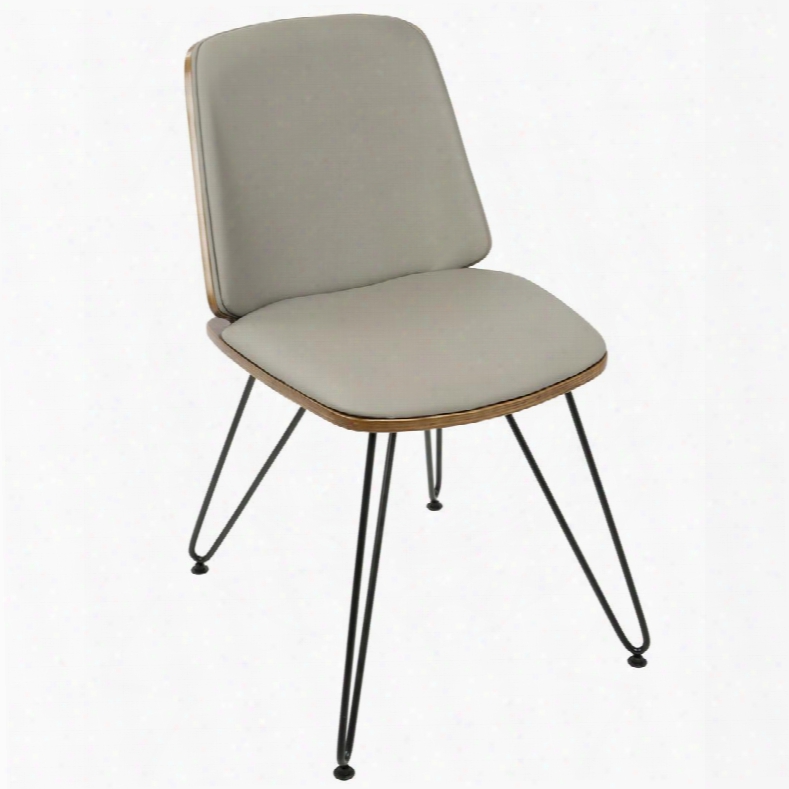 Ch-avry Wl+gy2 Avery Mid-century Modern Accent/dining Chair In Walnut And Grey - Set Of