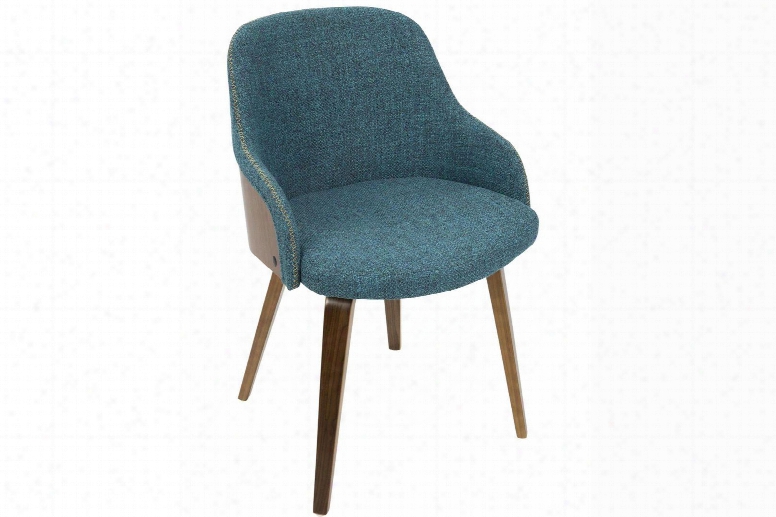 Ch-bcci Wl+tl Bacci Mid-century Modern Dining/ Accent Chair In Walnut And Teal