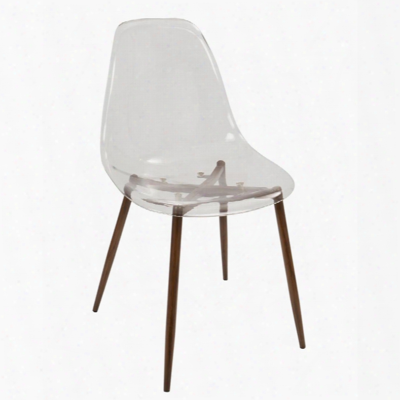 Ch-clra Wl+cl2 Clara Mid-century Modern Dining Chair In Walnut And Clear - Set Of