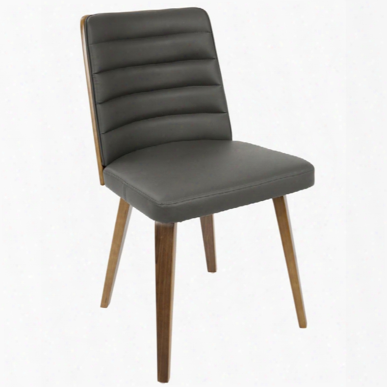 Ch-frn Wl+gy Francesca Mid-century Modern Chair In Walnut Wood And Grey