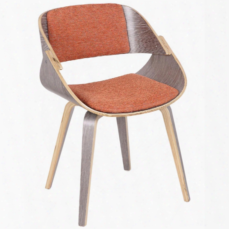 Ch-frtno Lgy+o Fortunato Mid-century Modern Dining/accent Chair In Light Grey With Orange