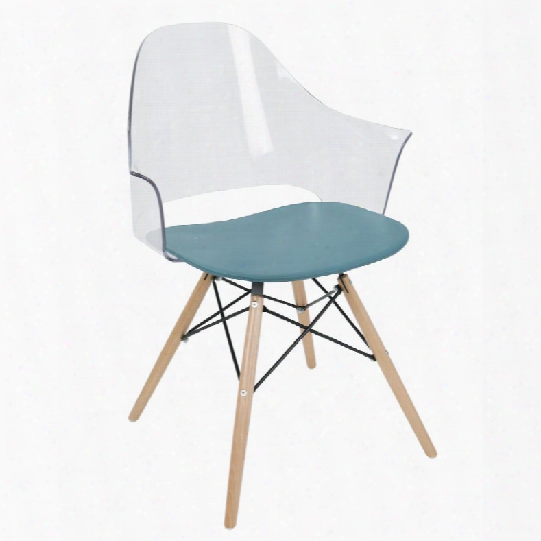 Ch-tncf Tl+na2 Tonic Flair Mid-century Modern Dining / Accent Chair In Teal Blue - Set Of