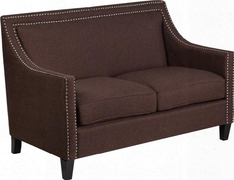 Ch-us-173030-2-bn-gg Hercules Compass Series Transitional Brown Fabric Loveseat With Walnut