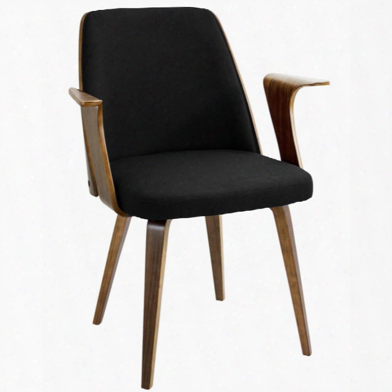 Ch-vrdna Wl+bk Verdana Mid-century Modern Dining Chair In Black Fabric And Walnut