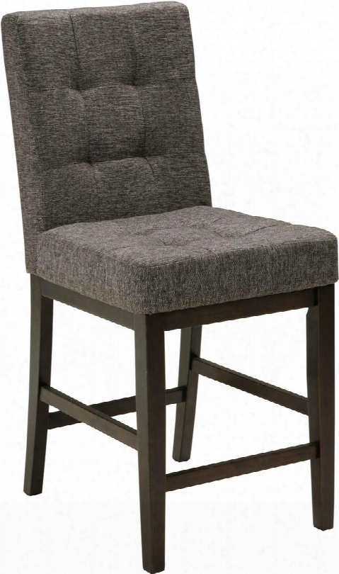 Chanella Collection D582-124 25" Barstool With Button-less Tufted Cushioning Textured Fabric Upholstery And Stretcher Footrest Bar In Dark