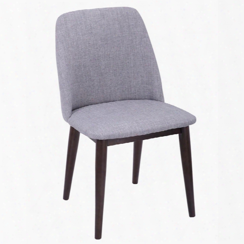 Chr-tnt Wl+lgy2 Tintori Mid-century Dining Chairs In Walnut With Light Grey Fabric - Set Of