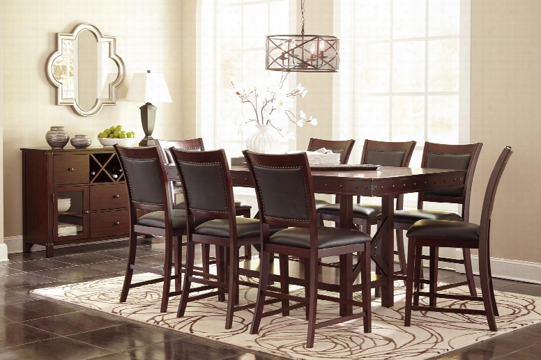 Collenburg Collection 10-piece Dining Room Set With Counter Table 8 Barstools And Server In Dark