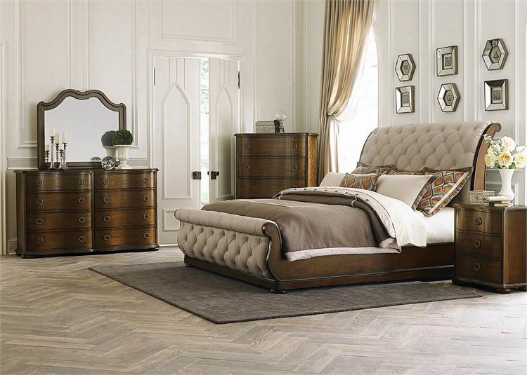 Cotswold Collection 545-br-ksldmcn 5-piece Bedroom Set With King Sleigh Bed Dresser Mirror Chest And Night Stand In Cinnamon