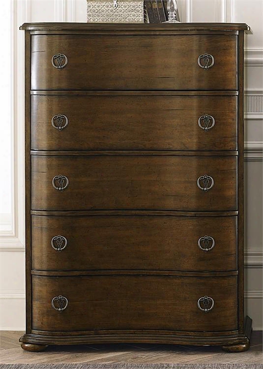 Cotswold Collection 545-br41 40" Chest With 5 Drawers Full Extension Metal Side Drawer Glides And French & English Dovetail Construction In Cinnamon