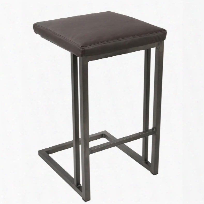 Cs-rmn An+e2 Pair Of Roman Industrial Counter Stools In Espresso And Antique