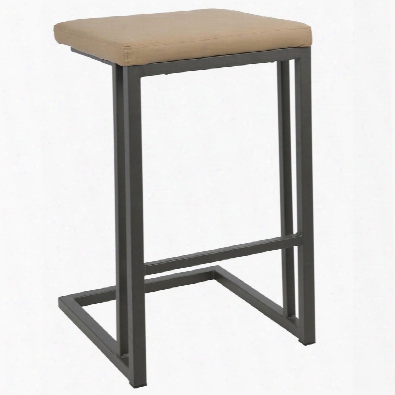 Cs-rmn Gy+cam2 Roman Industrial Counter Stool With Grey Frame And Cmel Pu Leather - Set Of