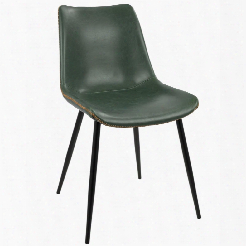 Dc-drng Bk+gn2 Durango Contemporary Dining Chair With Blac Frame And Green Vintage Pu Leather - Set Of