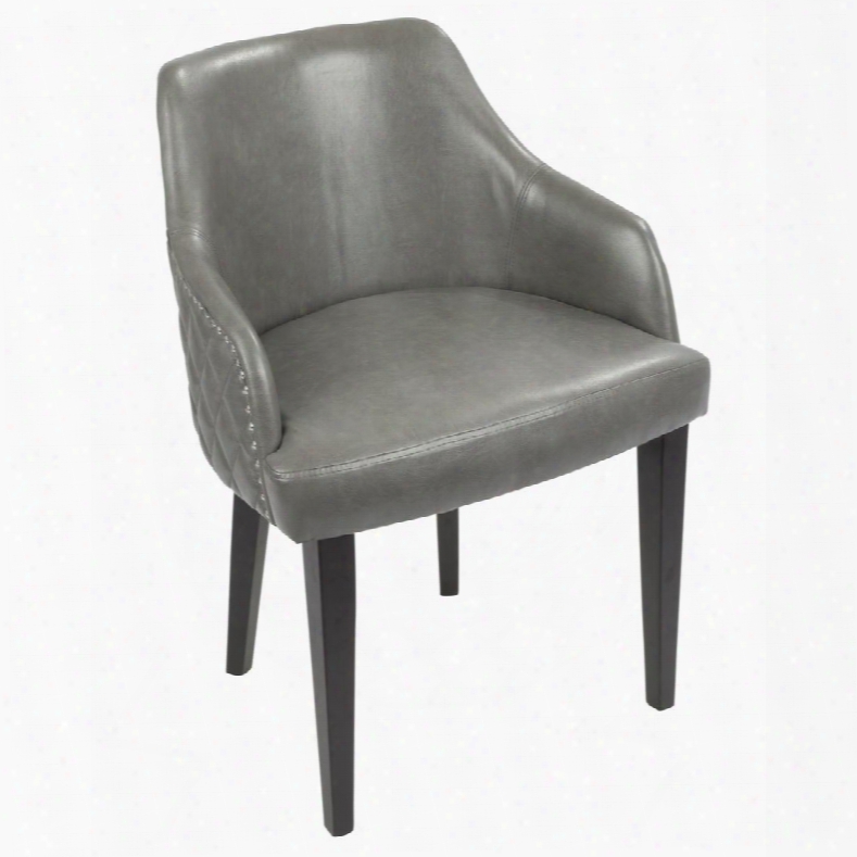 Dc-estbn E+gy2 Esteban Contemporary Dining Chair With Chrome Studded Trim In Espresso And Grey - Set Of