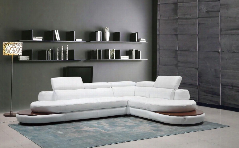 Divani Casa Killian  Collection Vgca1514-wht 132" 3-piece Italian Leather Sectional Sofa With Left Arm Facing Sofa Corner And Right Arm Facing Chair In