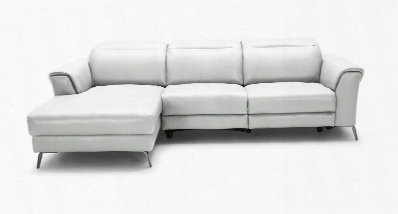 Divani Casa Mosley Collection Vgkk5366-wht 104" 2-piece Leather Reclining Sectional Sofa With Left Arm Facing Chaise And Right Arm Facing Sofa In