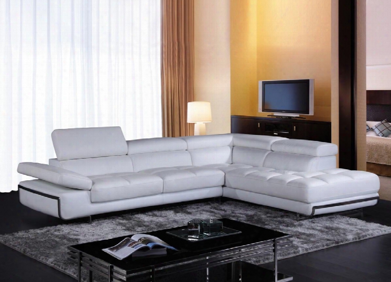 Divani Casa Myst Mini Collection Vgknk8317-eco-wht 117" 2-piece Eco-leather Sectional Sofa With Left Arm Facing Sofa And Right Arm Facing Chaise In