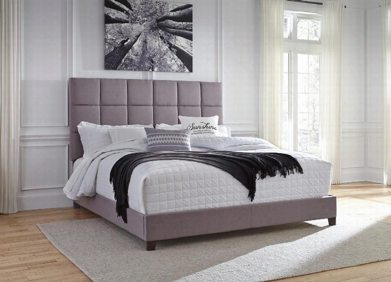 Dolante Collection B130-382 King Size Bed With Fabric Up Holstery And Tall Square-tufted Headboard In