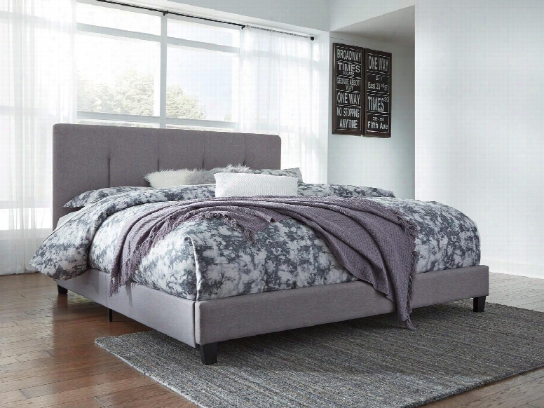 Dolante Collection B130-782 King Size Bed With Fabric Upholstery And Vertical Channel-tufted Headboard In