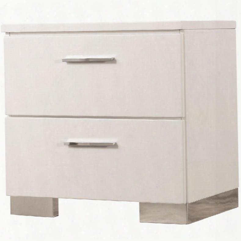 Felicity Collection 203502 15" Nightstand With 2 Drawers Full Extension Glides And Polished Chrome Hardware In Glossy