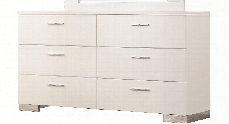 Felicity Collection 203503 63" Dresser With 6 Drawers Full Extension Glides And Polished Chrome Hardware In Glossy