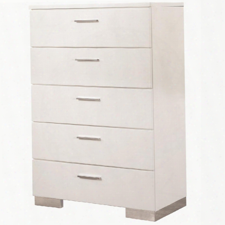 Felicity Collection 203505 35" Chest With 5 Drawers Full Extension Glides And Polished Chrome Hardware In Glossy
