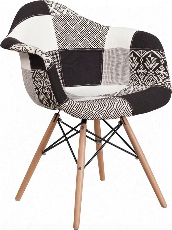 Fh-132-dcv1-pk4-gg Alonza Series Turin Patchwork Fabric Chair With Wood