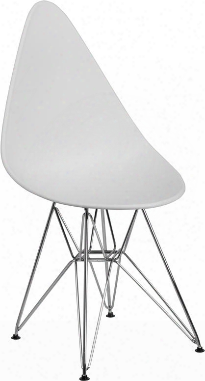 Fh-251-cpp-wh-gg Allegra Series Teardrop White Plastic Chair With Chrome