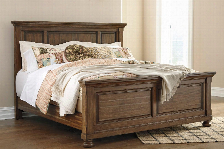 Flynnter Collection B719-58-56-94 California King Size Panel Bed With Decorative Molding Details Short Bun Feet Acacia Veneers And Hardwood Solid