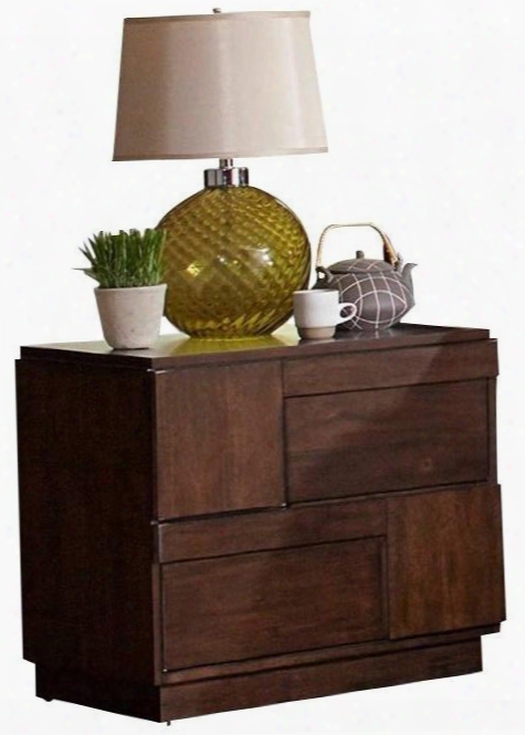 Gallagher Collection 200852 28" Nightstand With 2 Drawers Geometric Layered Wood Patterns Finger Tip Pulls And Acacia Veneers Consturction In Golden Brown