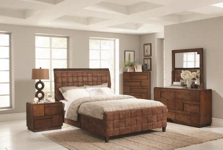 Gallagher Collection 300665keset 5 Pc Bedroom Set With King Size Bed + Dresser + Mirror + Chest + Nightstand In Brown