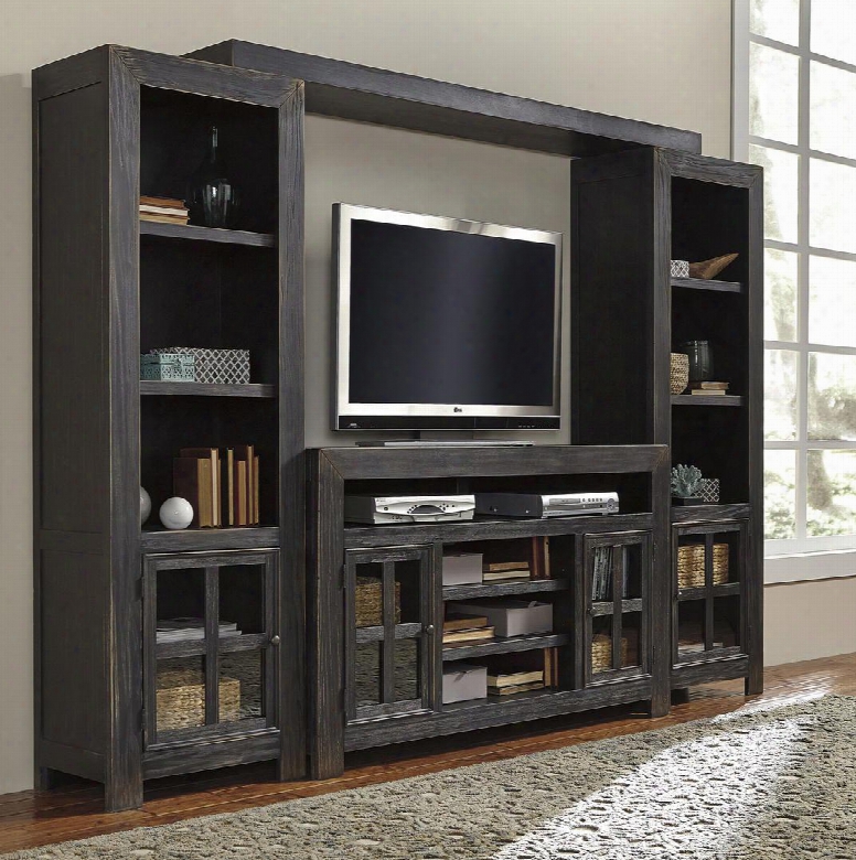 Gavelston Collection W732entset 4-piece Entertainment Center With Tv Stand Left Pier Right Pier And Bridge In