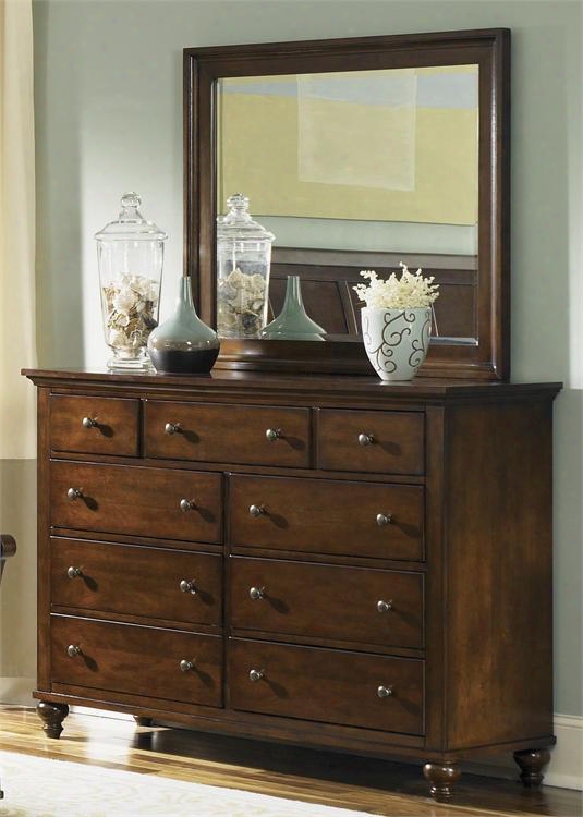 Hamilton Collection 341-br-dm 2-piece Bedroom Set With Dresser And Mirror In Cinnamon
