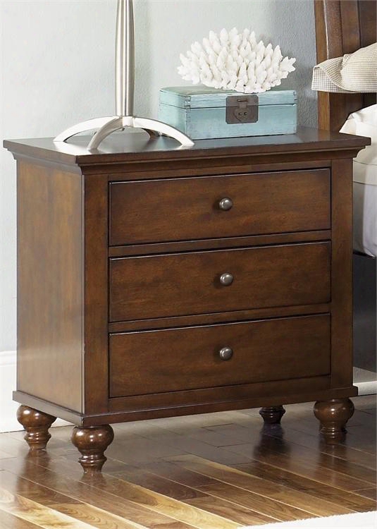 Hamilton Collection 341-br61 28" Night Stand With 3 Drawers Full Expansion Metal Side Glides And Antique Pewter Knobs In Cinnamon