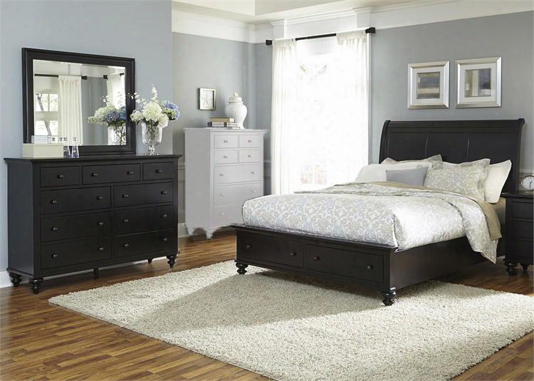 Hamilton Iii Collection 441-br-ksbdm 3-piece Bedroom Set With King Storage Bed Dresser And Mirror In Black