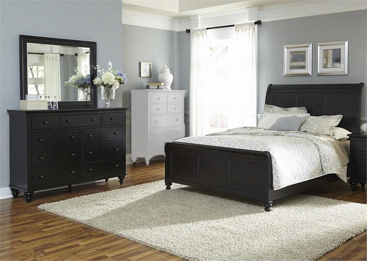 Hamilton Iii Collection 441-br-ksldm 3-piece Bedroom Set With King Sleigh Bed Dresser And Mirror In Black