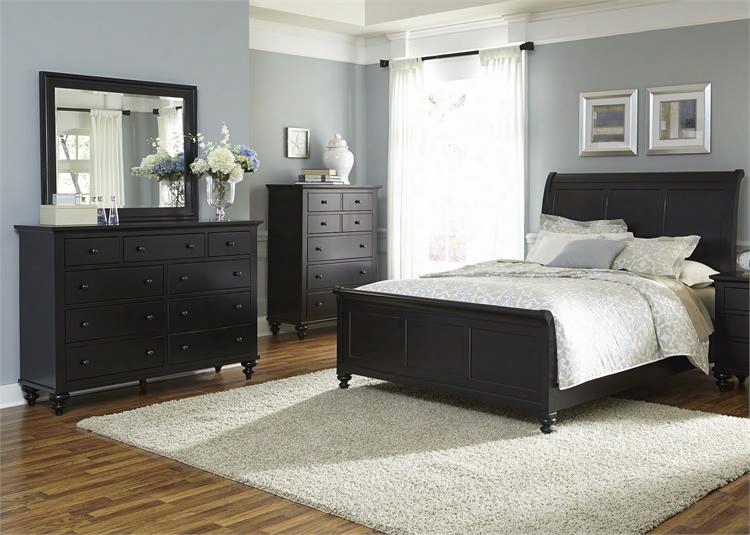 Hamilton Iii Cllec Tion 441-br-ksldmc 4-piece Bedroom Set With King Sleigh Bed Dresser Mirror And Chest In Black