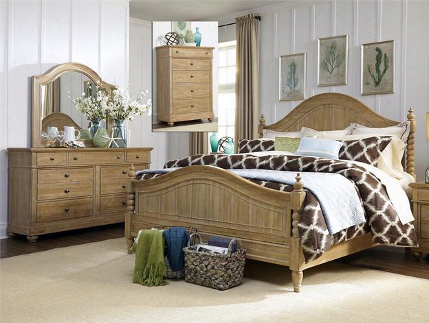 Harbor View Collection 531-br-kpsdmc 4-piece Bedroom Set With King Poster Bed Dresser Mirror And Chest In