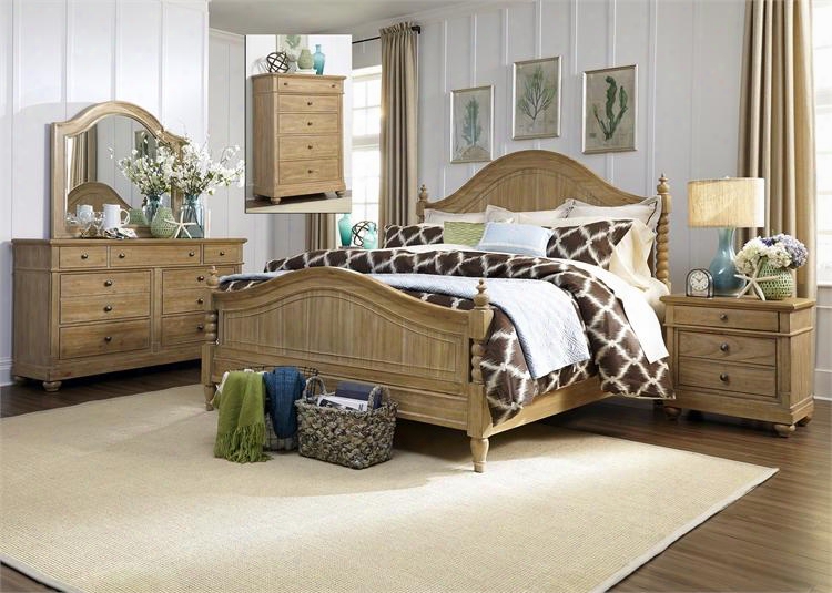 Harbor View Collection 531-br-kpsdmcn 5-piece Bedroom Set With King Poster Bed Dresser Mirror Chestand Night Stand In