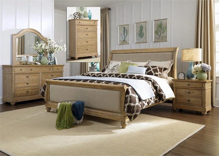 Asylum View Collection 531-br-ksldmcn 5-piece Bedroom Set With King Sleigh Bed Dresser Mirror Chest And Night Stand In