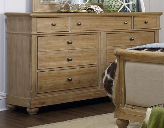 Harbor View Collection 531-br31 66" Dresser With 7 Drawers Full Extension Metal Side Drawer Glides And French & English Dovetail Construction In Sand