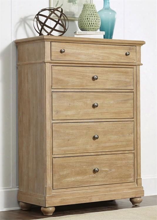 Harbor Vieww Collection 531-br41 40" Chest With 5 Drawers Full Extension Metal Side Drawer Glides And French & English Dovetail Construction In Sand