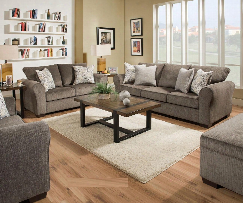 Harlow Collection 16570set 4 Pc Living Room Set With Sofa + Loveseat + Armchair + Ottoman In Ash