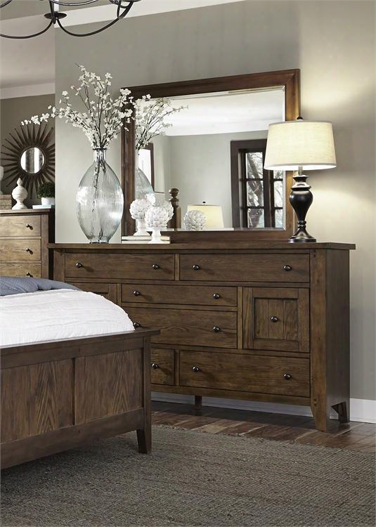 Hearthstone Collection 382-br-dm 2-piece Bedroom Set With Dresser And Mirror In Rustic Oak